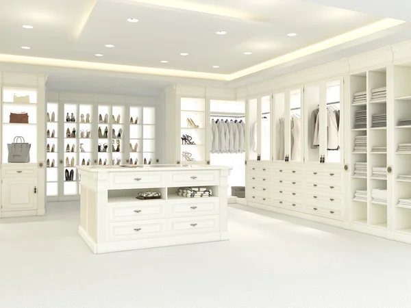 büyük beyaz gardrop. 3D render