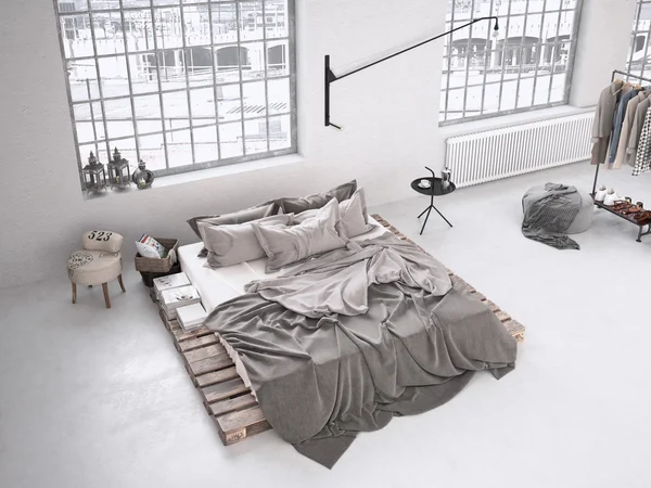 Industrial bedroom. 3d-рендеринг — стоковое фото