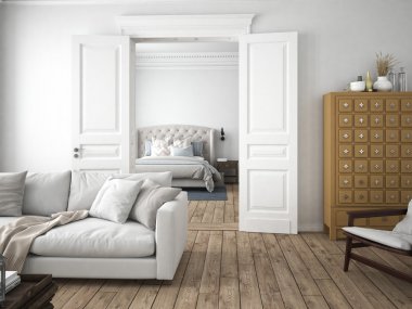  Modern oturma odası. 3D render