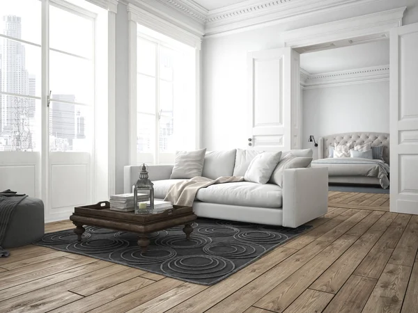 Sala de estar moderna. Renderizado 3D — Foto de Stock