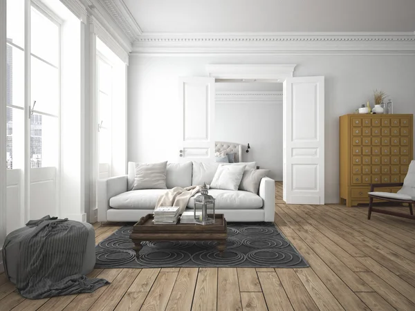  Modern oturma odası. 3D render