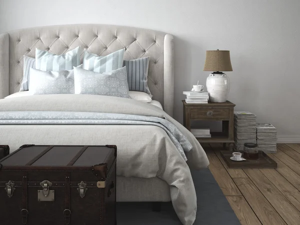 Lüks vintage tarzı yatak odası. 3D render — Stok fotoğraf