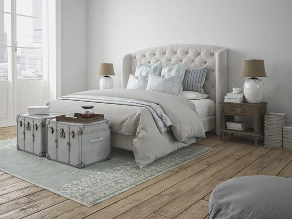 Роскошная спальня в винтажном стиле. 3d-рендеринг — стоковое фото