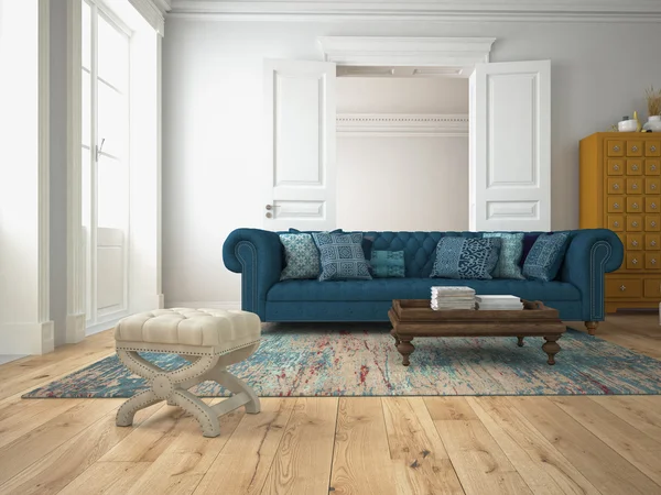 Sofa in einem modernen Wohnzimmer. 3D-Darstellung — Stockfoto