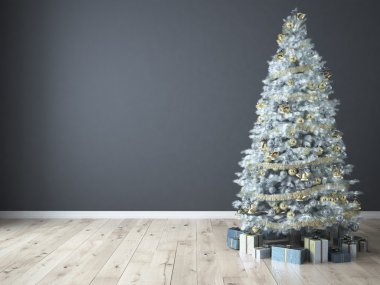 Hediyeler ile Noel ağacı. 3D render