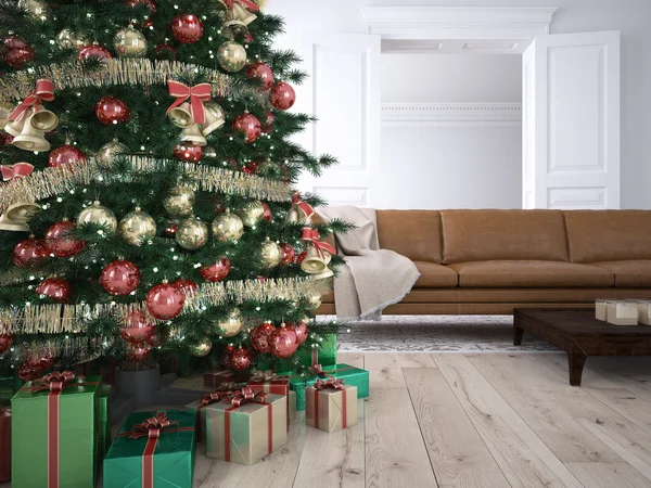 Sala de estar de Navidad. renderizado 3d — Foto de Stock