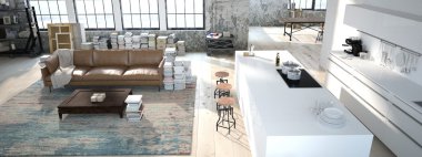 Modern mutfak. 3D render