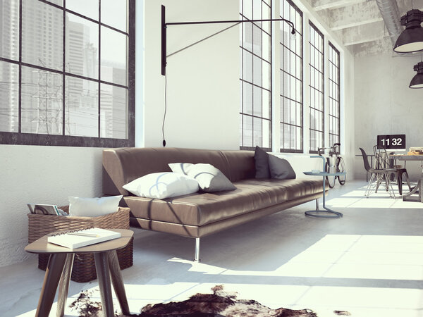 modern loft. 3d rendering