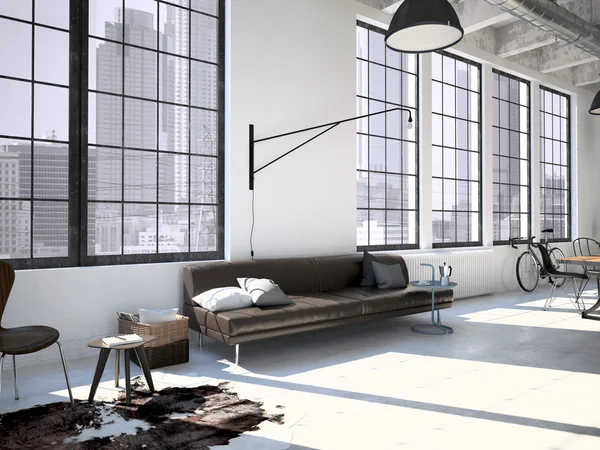 Nowoczesny loft. renderowania 3D — Zdjęcie stockowe