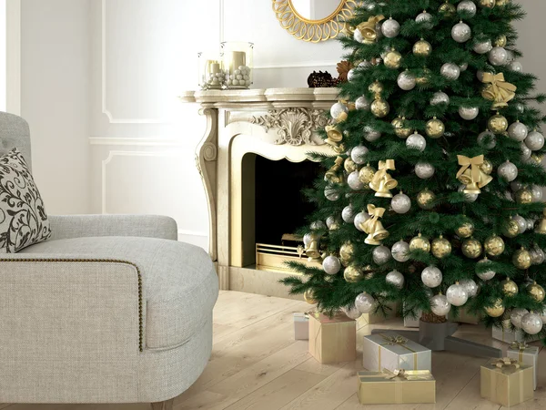 Sala de estar de Navidad. renderizado 3d — Foto de Stock