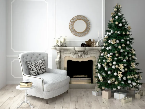 Sala de estar de Navidad. renderizado 3d — Foto de Stock