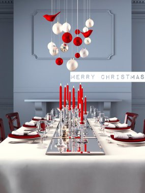 Güzel Noel arifesi için masayı. 3D render