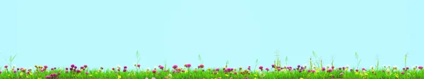 Spring meadow with sunny flowers. 3d rendering — Stock Photo, Image