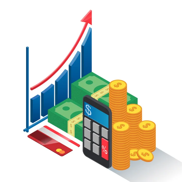 Calculadora dinheiro gráfico para cima Gráficos Vetores