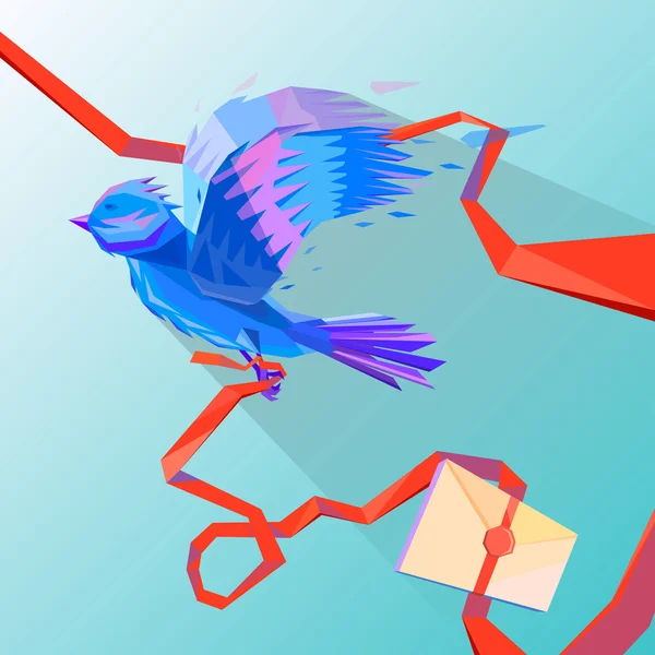 抽象的な青い鳥が運ぶ ストックイラスト