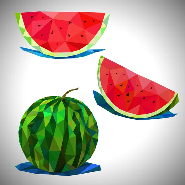 Low poly of the watermelon — Stock Vector