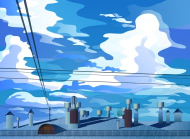 Clouds over the rooftops clipart