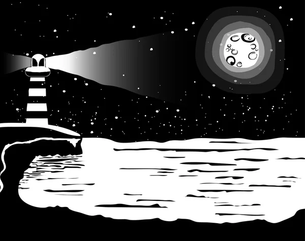 Paisaje blanco y negro en el marinero — Vector de stock