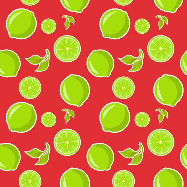 Lime pattern on a red — Stock Vector