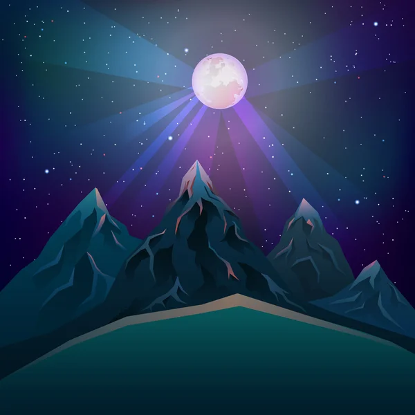 Lune au-dessus des montagnes — Image vectorielle