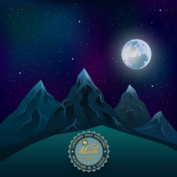 Luna sobre las montañas — Vector de stock