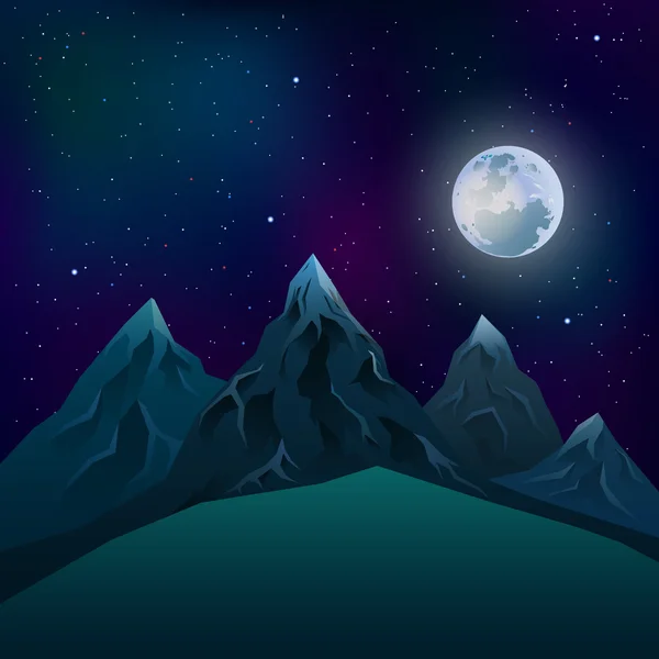 Lune au-dessus des montagnes — Image vectorielle