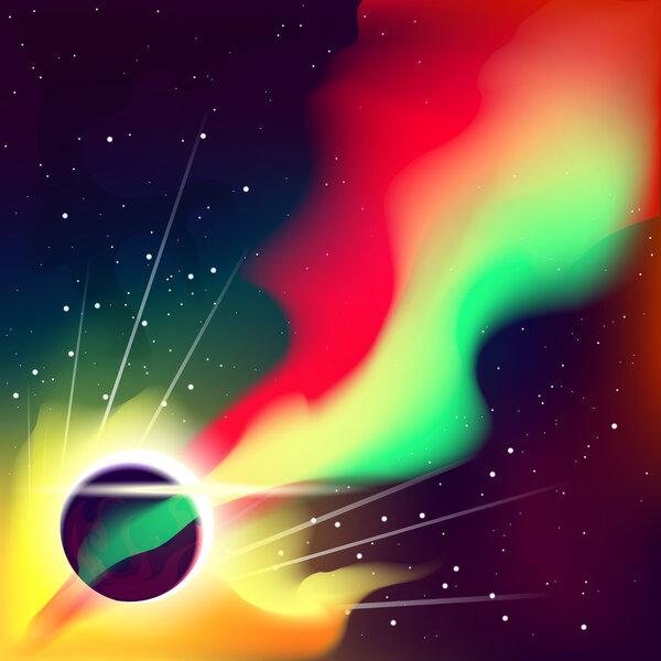 Космическая туманность и затмение
