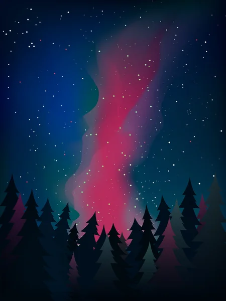 Milky Way boven het forest — Stockvector