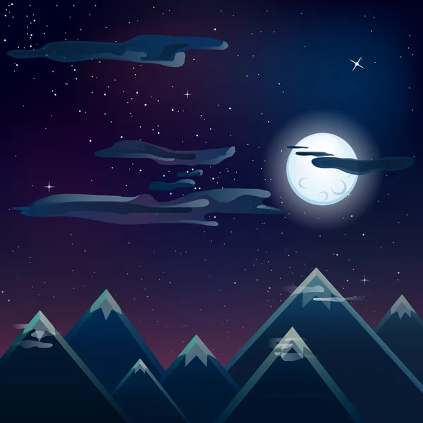 Luna sobre las montañas — Vector de stock