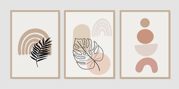 Набор креативных минималистских иллюстраций для оформления стен, открыток или обложек брошюр. Ручной рисунок векторных элементов конструкции. Вектор S10.