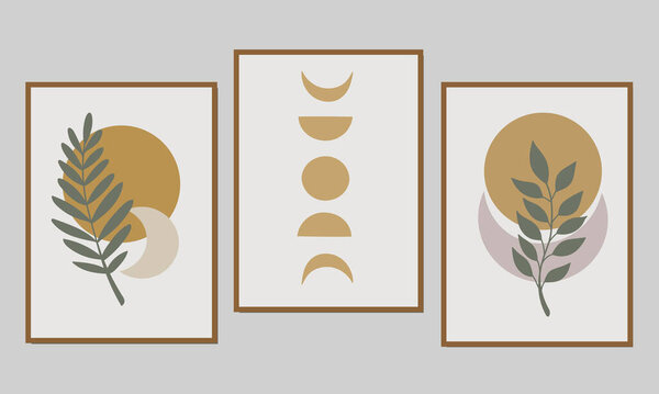 Набор креативных минималистских иллюстраций для оформления стен, открыток или обложек брошюр. Ручной рисунок векторных элементов конструкции. Вектор S10.