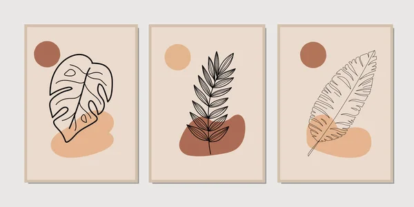 Conjunto Ilustraciones Creativas Minimalistas Dibujadas Mano Para Decoración Paredes Postales — Vector de stock