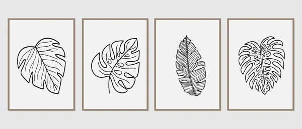 Conjunto Ilustraciones Creativas Minimalistas Dibujadas Mano Para Decoración Paredes Postales — Archivo Imágenes Vectoriales