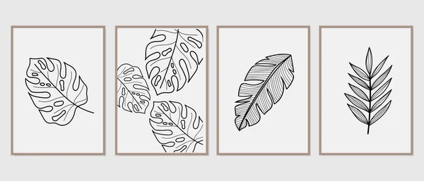 Set Van Creatieve Minimalistische Met Hand Getekende Illustraties Voor Wanddecoratie — Stockvector