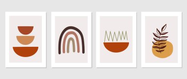 Duvar dekorasyonu, kartpostal ya da broşür kapağı tasarımı için yaratıcı minimalist el çizimleri. El çizimi vektör tasarımı elemanları. Vektör EPS10.