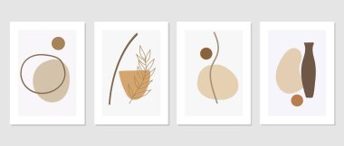 Duvar dekorasyonu, kartpostal ya da broşür kapağı tasarımı için yaratıcı minimalist el çizimleri. El çizimi vektör tasarımı elemanları. Vektör EPS10.