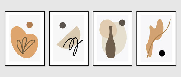 Набор креативных минималистских иллюстраций для оформления стен, открыток или обложек брошюр. Ручной рисунок векторных элементов конструкции. Вектор S10.