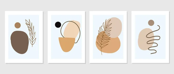 Conjunto Ilustrações Desenhadas Mão Minimalistas Criativas Para Decoração Parede Cartão —  Vetores de Stock