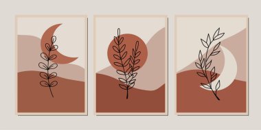 Duvar dekorasyonu, kartpostal ya da broşür kapağı tasarımı için yaratıcı minimalist el çizimleri. El çizimi vektör tasarımı elemanları. Vektör EPS10.