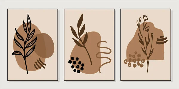 Uppsättning Kreativa Minimalistiska Handritade Illustrationer För Väggdekoration Vykort Eller Broschyr — Stock vektor