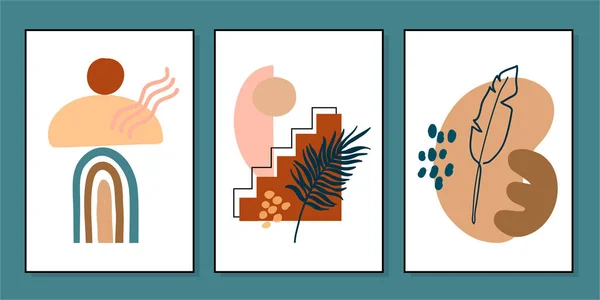 Conjunto Ilustraciones Creativas Minimalistas Dibujadas Mano Para Decoración Paredes Postales — Vector de stock