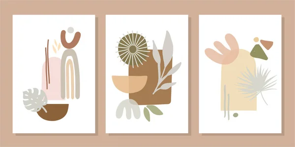 Set Van Creatieve Minimalistische Met Hand Getekende Illustraties Voor Wanddecoratie — Stockvector