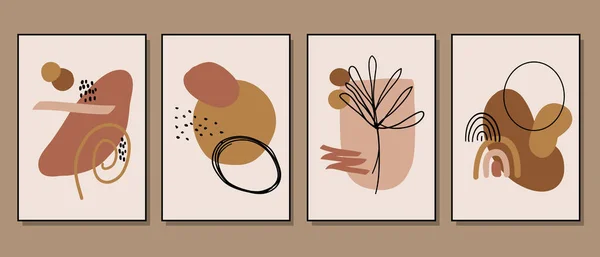 Conjunto Ilustrações Desenhadas Mão Minimalistas Criativas Para Decoração Parede Cartão —  Vetores de Stock