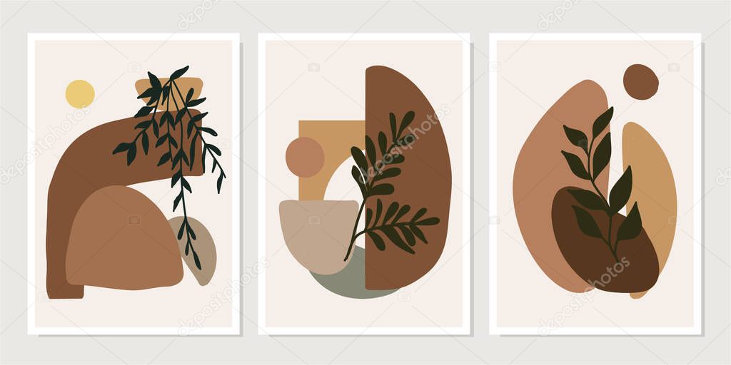 Set of creative minimalist hand drawn illustrations for wall decoration, postcard or brochure cover design. Hand draw vector design elements. Vector EPS10.