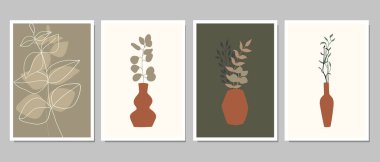 Duvar dekorasyonu, kartpostal ya da broşür kapağı tasarımı için yaratıcı minimalist el çizimleri. El çizimi vektör tasarımı elemanları. Vektör EPS10.