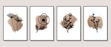 Duvar dekorasyonu, kartpostal ya da broşür kapağı tasarımı için yaratıcı minimalist el çizimleri. El çizimi vektör tasarımı elemanları. Vektör EPS10.