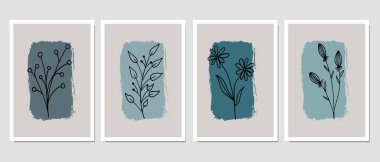 Duvar dekorasyonu, kartpostal ya da broşür kapağı tasarımı için yaratıcı minimalist el çizimleri. El çizimi vektör tasarımı elemanları. Vektör EPS10.