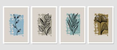 Duvar dekorasyonu, kartpostal ya da broşür kapağı tasarımı için yaratıcı minimalist el çizimleri. El çizimi vektör tasarımı elemanları. Vektör EPS10.