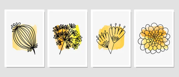 Set Van Creatieve Minimalistische Met Hand Getekende Illustraties Voor Wanddecoratie — Stockvector