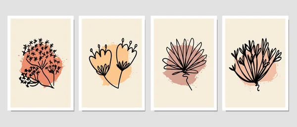 Set Van Creatieve Minimalistische Met Hand Getekende Illustraties Voor Wanddecoratie — Stockvector